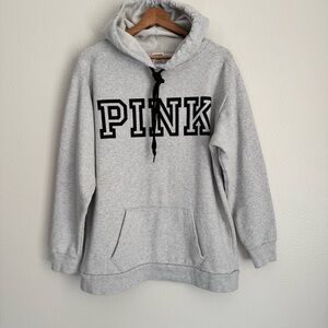 Victoria Secret  Gray Hoodie Black Logo Size Medium